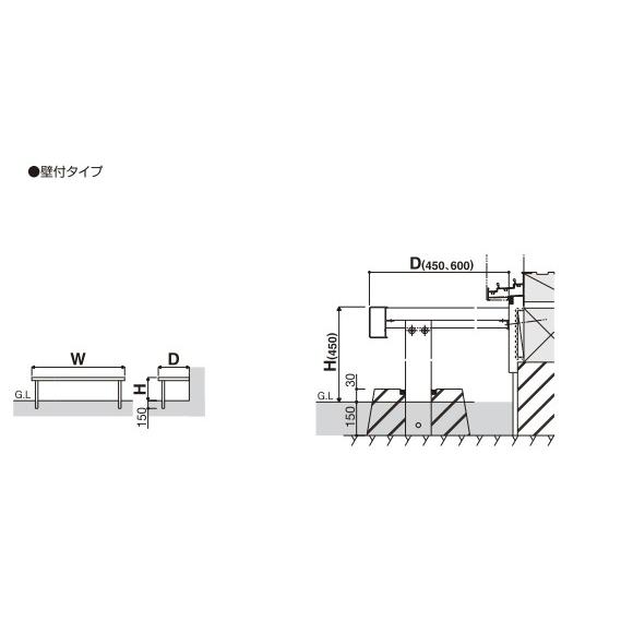 YKKAP 濡れ縁 壁付タイプ EN-1-1806 LGひのき色  KSK_2