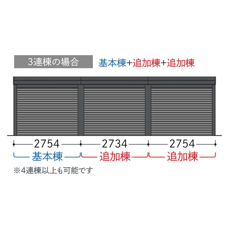 タクボガレージ カールフォーマ スクード 3連棟 yl-z2753-3 一般型 結露減少屋根 巻き上げシャッター扉 車庫 ガレージ おしゃれ 3台用