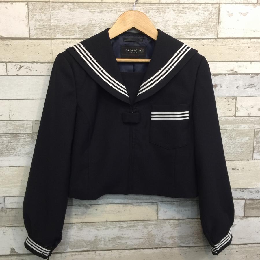 日本製 在庫限り 桜SAKURA 前開きセーラー服 濃紺 3本ライン ポリエステル100％ ストレッチ 丸洗いOK 中学生 高校生の画像