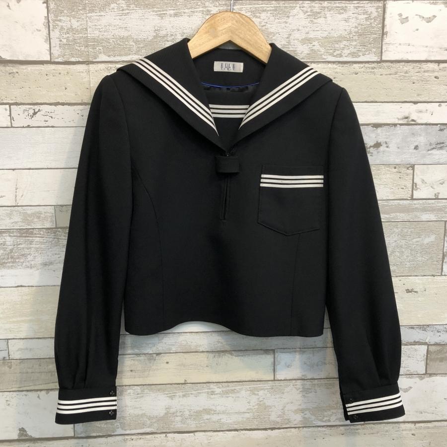 【ランクB】セーラー服 150A  ELLE 黒 スリムシルエット ストレッチ ウール50％ 上着 中学生 高校生 女子制服  中古学生服｜eco-school｜02