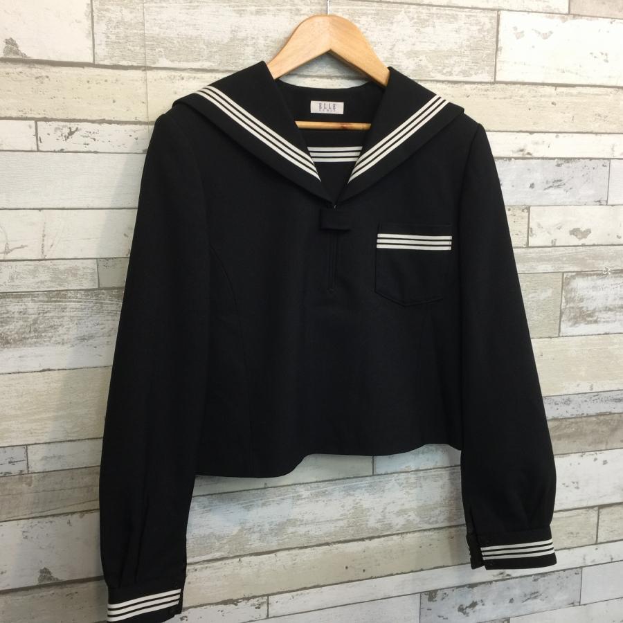 ランクC セーラー服 170A ELLE 黒 スリムシルエット ストレッチ ウール 