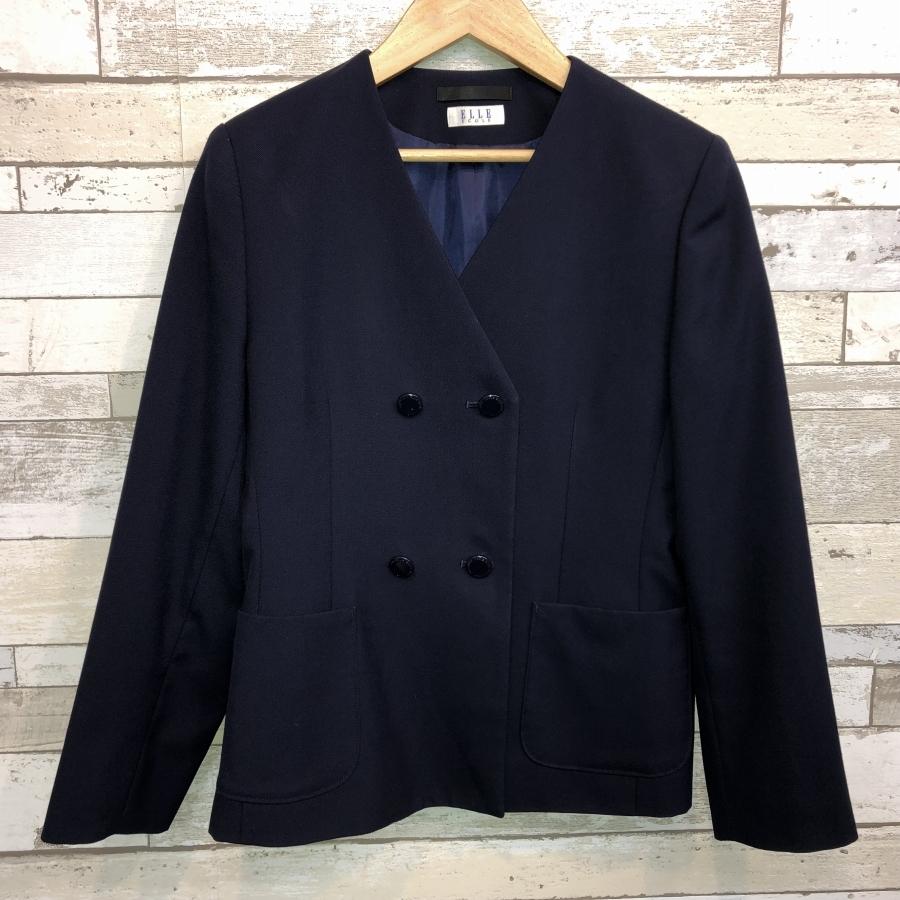 ランクC】ダブルイートン 155A ELLE 紺 スリムシルエット ストレッチ  