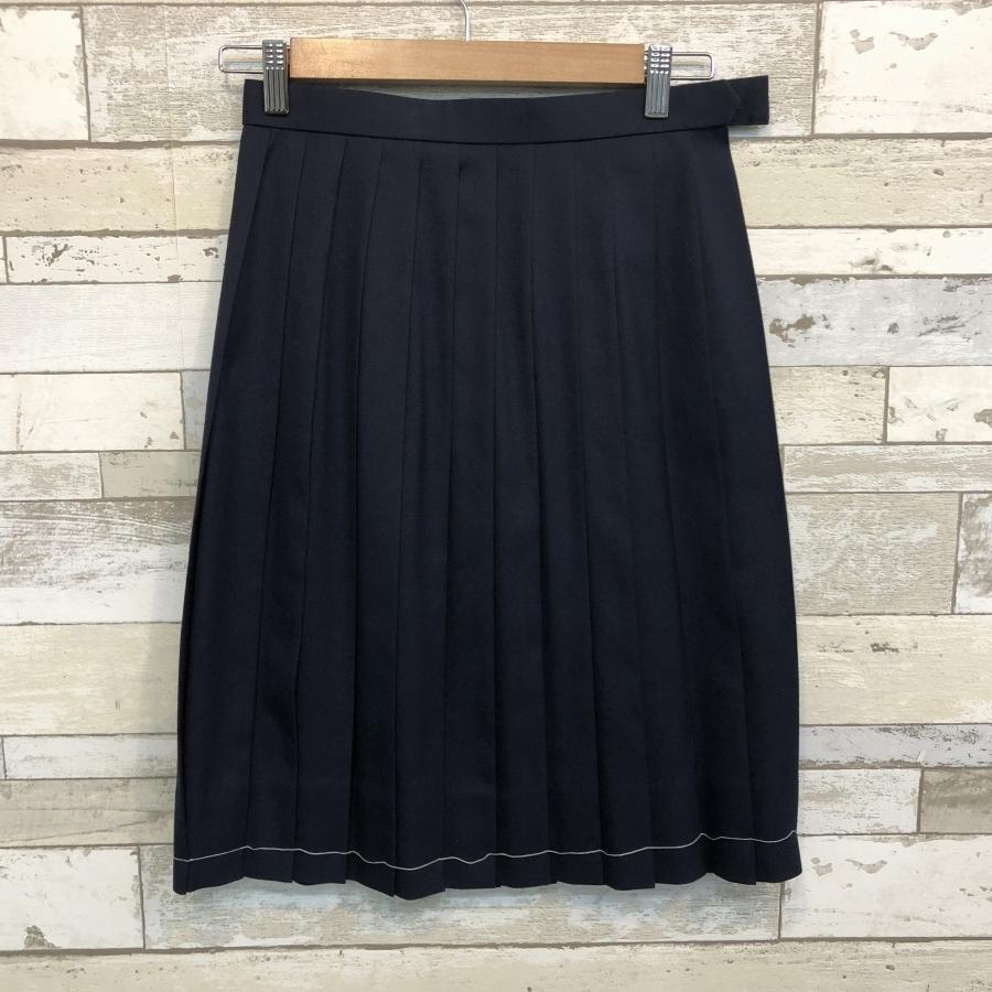 冬スカート 24本ヒダ Olive Des 66 57 紺 ウール50 中学生 高校生 女子制服 中古学生服 ホットセール