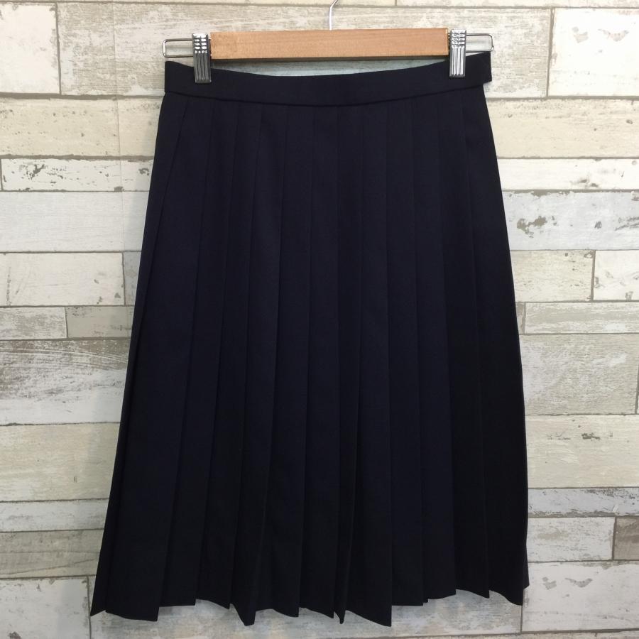 ランクB 冬スカート 24本ヒダ OLIVE des OLIVE 63×57 紺 ウール50  