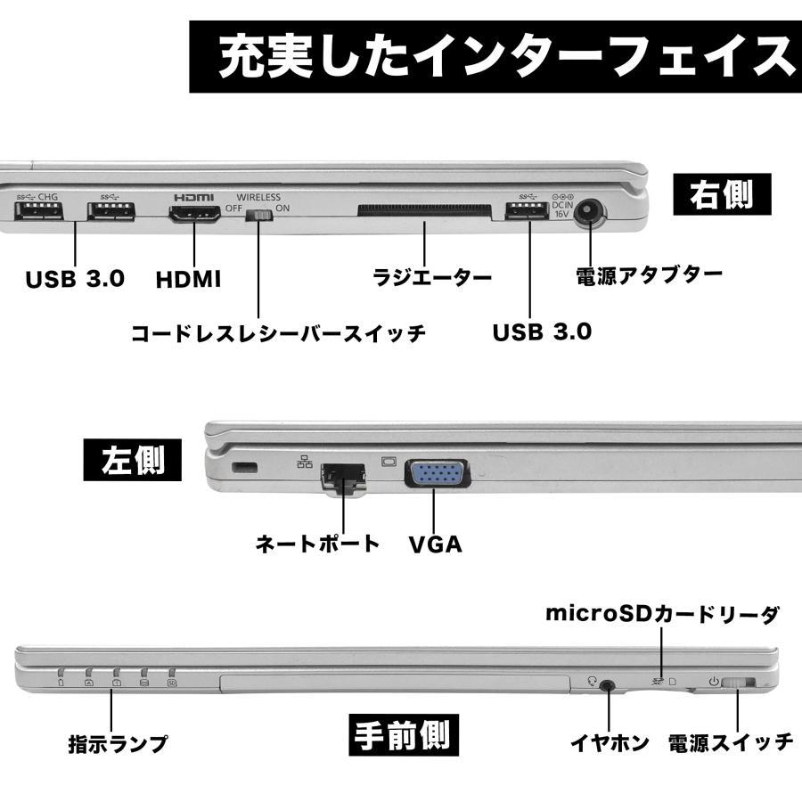 ノートパソコン panasonic Lets note CF-SZ6 第七世代 Corei5 高速SSD128GB Webカメラ Bluetooth HDMI MS Office2021 Windows11 中古ノートパソコン｜eco-stage-japan｜06