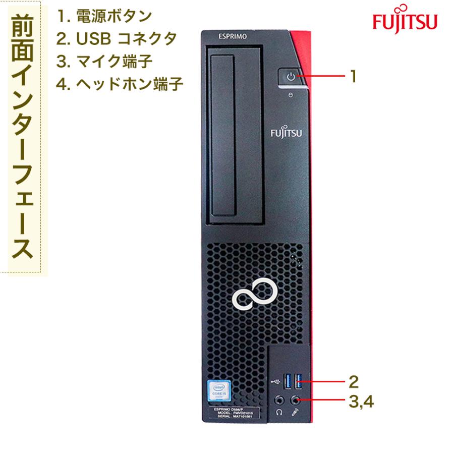 中古パソコン 富士通 FUJITSU D586 第六世代Corei3 新品DDR4メモリ8GB+SSD256GB Windows11 Bluetooth MS Office2021 USB3.0 中古デスクトップパソコン｜eco-stage-japan｜02