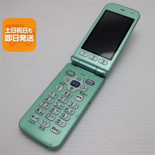美品 F-02J らくらくホン ミントグリーン 即日発送 ガラケー DoCoMo
