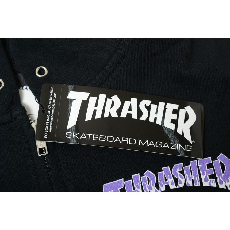 【120-160】THRASHER SWEAT PARKA スラッシャー スウェット パーカー キッズ kids 子供服 黒 白 グレー THRASHERロゴ 男の子 女の子 スケーター ストリートの画像