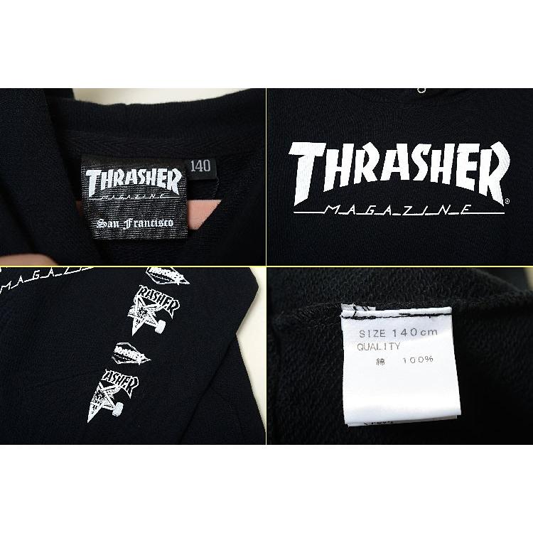 【120-160】THRASHER SWEAT PARKA スラッシャー スウェット パーカー キッズ kids 子供服 黒 白 グレー ワインレッド ネイビー グリーン THRASHERロゴ 男の子 女の画像