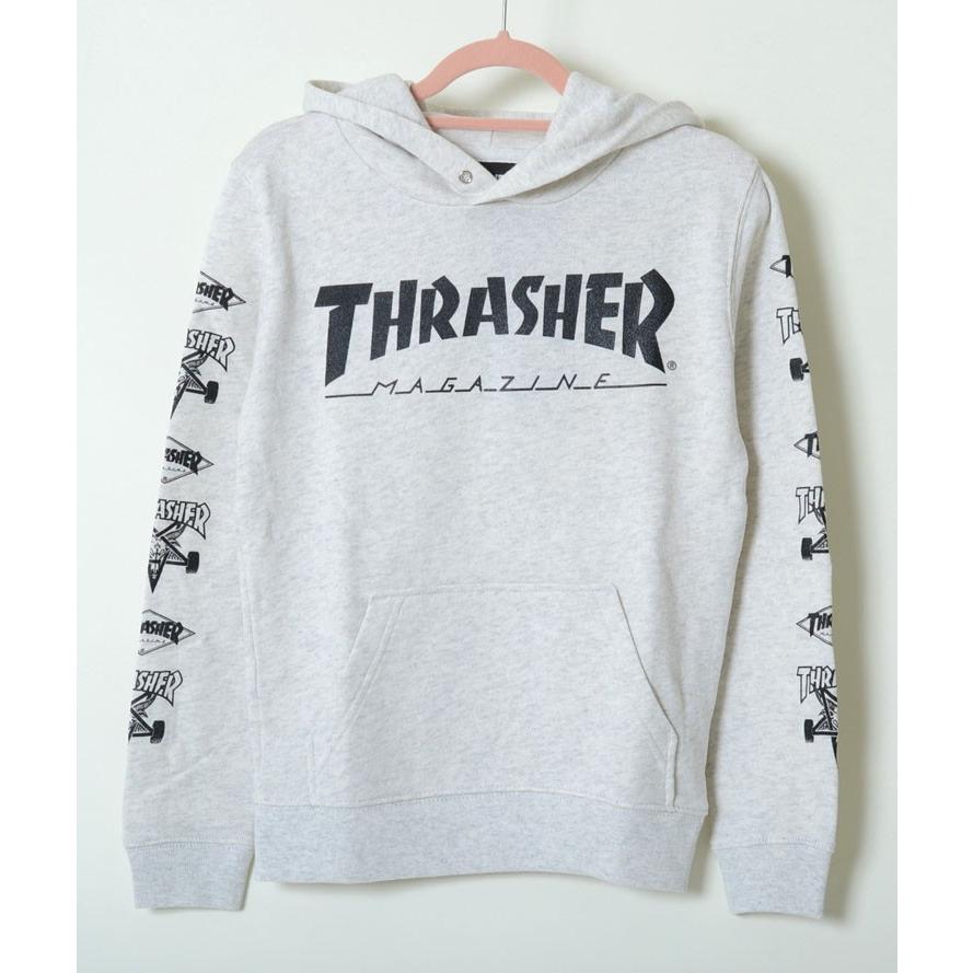 【120-160】THRASHER SWEAT PARKA スラッシャー スウェット パーカー キッズ kids 子供服 黒 白 グレー ワインレッド ネイビー グリーン THRASHERロゴ 男の子 女の画像