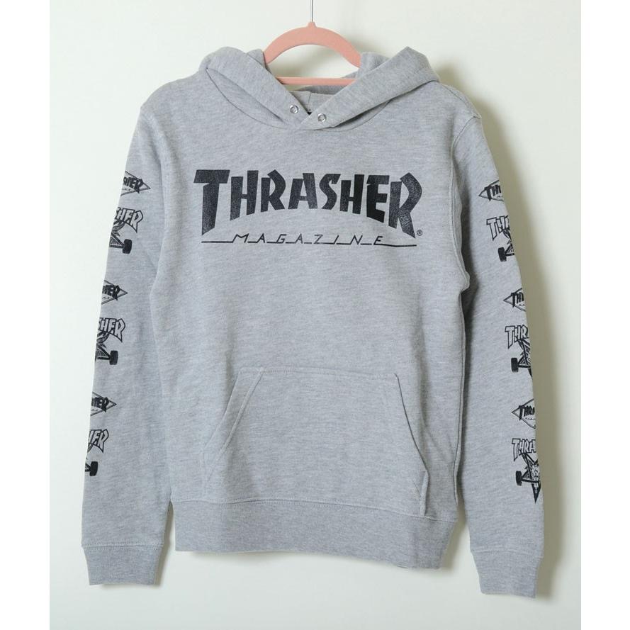 【120-160】THRASHER SWEAT PARKA スラッシャー スウェット パーカー キッズ kids 子供服 黒 白 グレー ワインレッド ネイビー グリーン THRASHERロゴ 男の子 女の画像