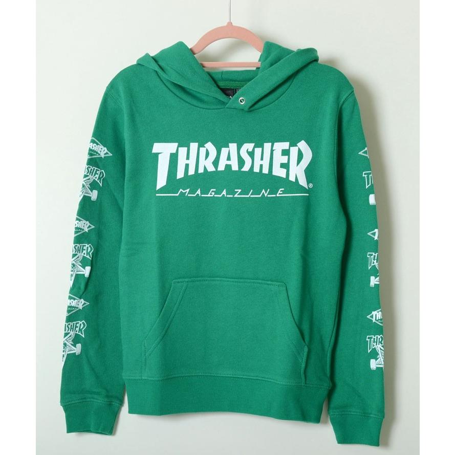 【120-160】THRASHER SWEAT PARKA スラッシャー スウェット パーカー キッズ kids 子供服 黒 白 グレー ワインレッド ネイビー グリーン THRASHERロゴ 男の子 女の画像