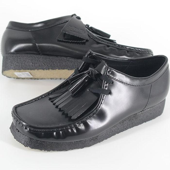 Clarks Originals CLARKS ORIGINALS WALLABEE BLACK HI SHINE LEATHER