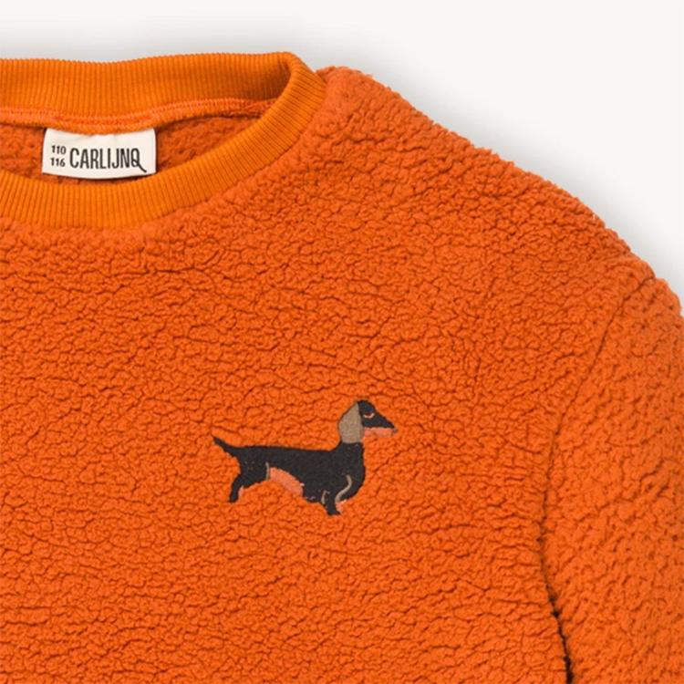 CARLIJNQ 犬 刺繍 トレーナー 110/116 CarlijnQ カーラインク トレーナー スエット フリース dachshund