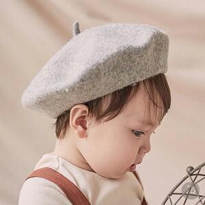 ベレー帽 帽子 オレンジベージュ グレー クリーム ウール ベビー baby