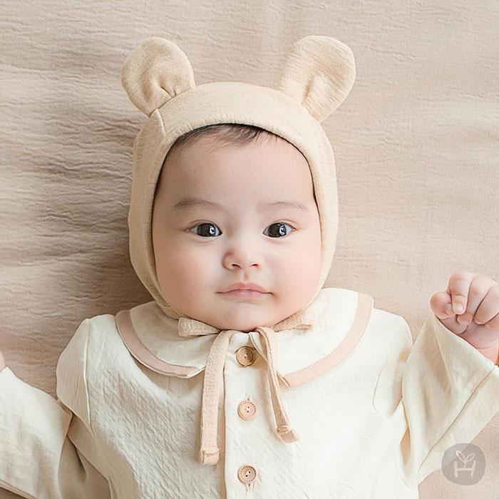 ボンネット HAPPY PRINCE 帽子 くまみみの帽子 ベージュ ブラウン