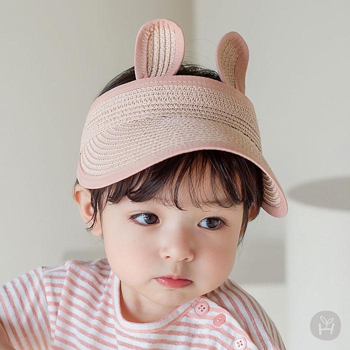 麦わら帽子 サンバイザー hat ウサギのみみ ベビー キッズ 0歳 1歳 2歳