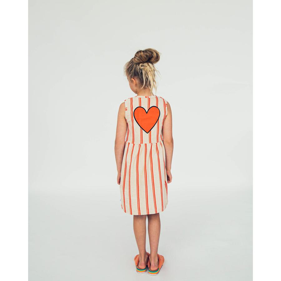 田園詩　ストリートオルガン　ノースリーブ ワンピース 　クリームピンク色 ストライプ切替ノースリーブワンピース（ノースリワンピ