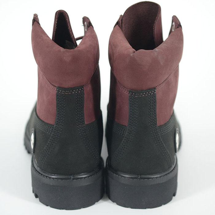 Timberland 黒/ワインレッド ハイカットブーツ VANS（ヴァンズ） Timberland PREMIUM 6IN LACE WATERPROOF BOOT