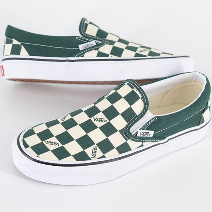  スリッポンスニーカー ホワイト/グリーン VANS（ヴァンズ） VANS Classic Srip-On クラシック スリッポン