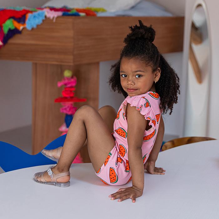 CarlijnQ カーラインク ノースリーブ ロンパース すいか柄