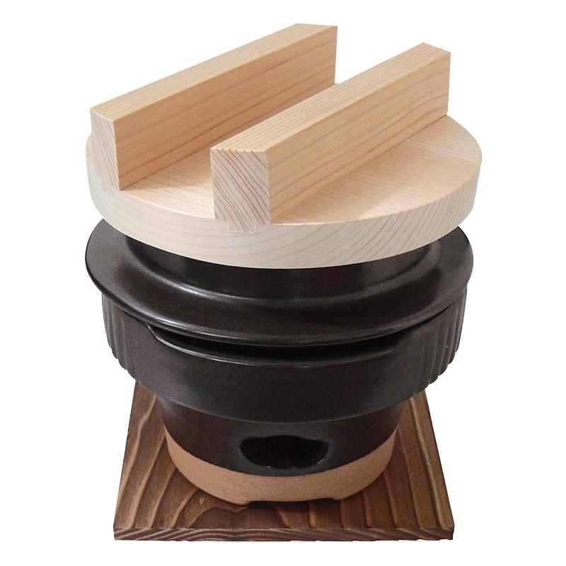 日本製 羽釜ごはん鍋 羽釜 1合ごはん炊きコンロセット (敷板付) 6000-1622