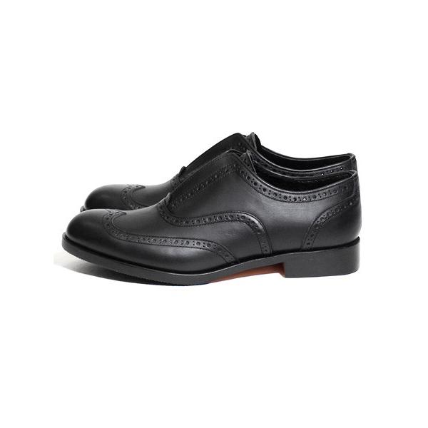 トモタカ Tomotaka レザースリッポン レザーシューズ 革靴 ウイングチップ 黒 ブラック メンズ In Step Gore Shoes Black 7pixelsadv Com