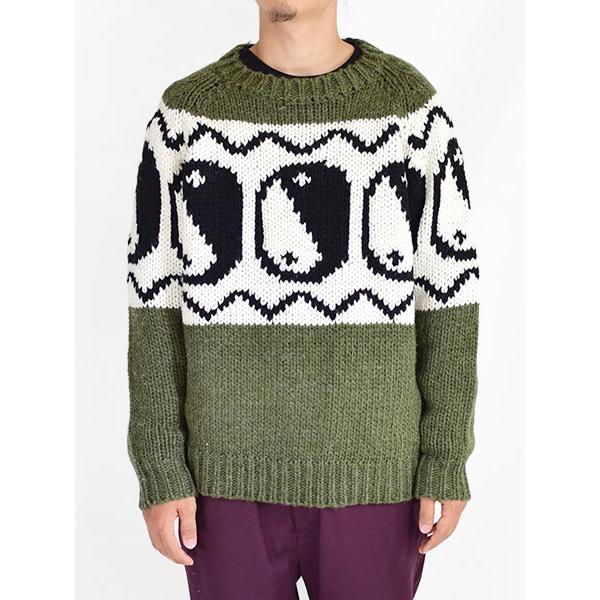 ブラックウィドウ Blackweirdos プルオーバーニット メンズ 長袖 グリーン 緑 M Lサイズ Yin Yang Sweater Green in aw Kn01a Bags Groove 通販 Yahoo ショッピング