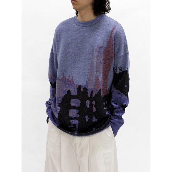 シンヤコズカ Shinyakozuka ビッグニット メンズ 長袖 ブルー 青 Monet Blue in Rm 2sk65a Bags Groove 通販 Yahoo ショッピング