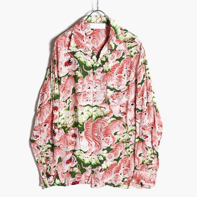 ネオンサイン NEON SIGN 開襟シャツ サイズ46/48 総柄 虎柄 トップス