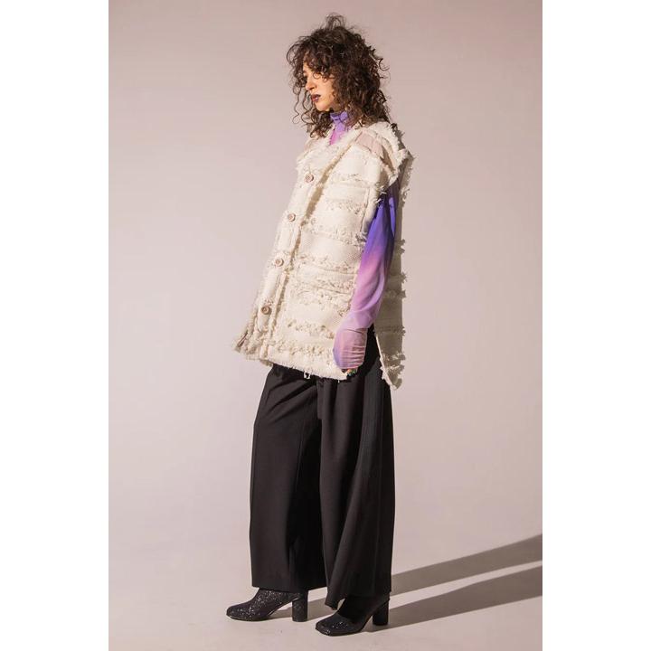 AULA AILA アウラアイラ ツイードフリンジベスト レディース ノースリーブ オフホワイト サイズ0 TWEED FRINGE VEST -OFF WHITE-｜ecoandstyle｜06