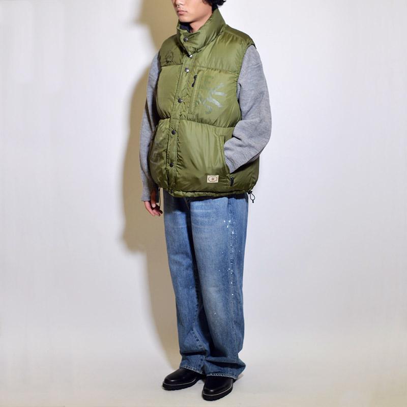 Evisen Skateboards ゑ エビセン メンズ アウター ダウンベスト リバーシブル ストリート サイズM-L カーキ/ブラック FUJI  REVERSIBLE DOWN VEST -BLACK/OLIVE-