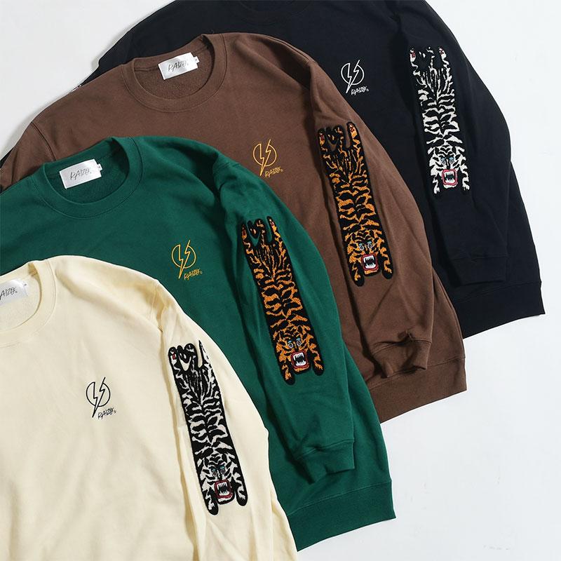 ライゾー RAIZO 袖刺繍スウェット S-Lサイズ 長袖 トップス TIGER CREW