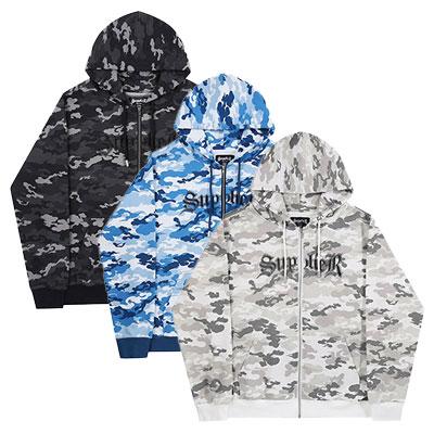 SUPPLIER サプライヤー カモ ジップフーディ ロゴ グラフィック  