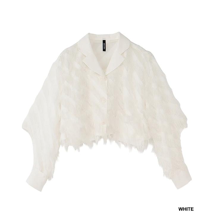 AULA AILA アウラアイラ シャツ 長袖 フリンジ ブラック/ホワイト サイズ0 FRINGE JACQUARD SHIRT -2.COLOR-｜ecoandstyle｜19