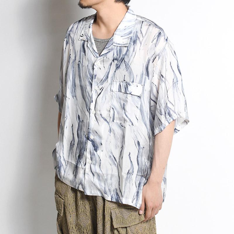 whowhat フーワット メンズ 柄シャツ トップス 半袖 ワイドシルエット サイズS-M ホワイト/白 BRUSH PRINT O/C SHIRT SHORT SLEEVE -WHITE-｜ecoandstyle｜02