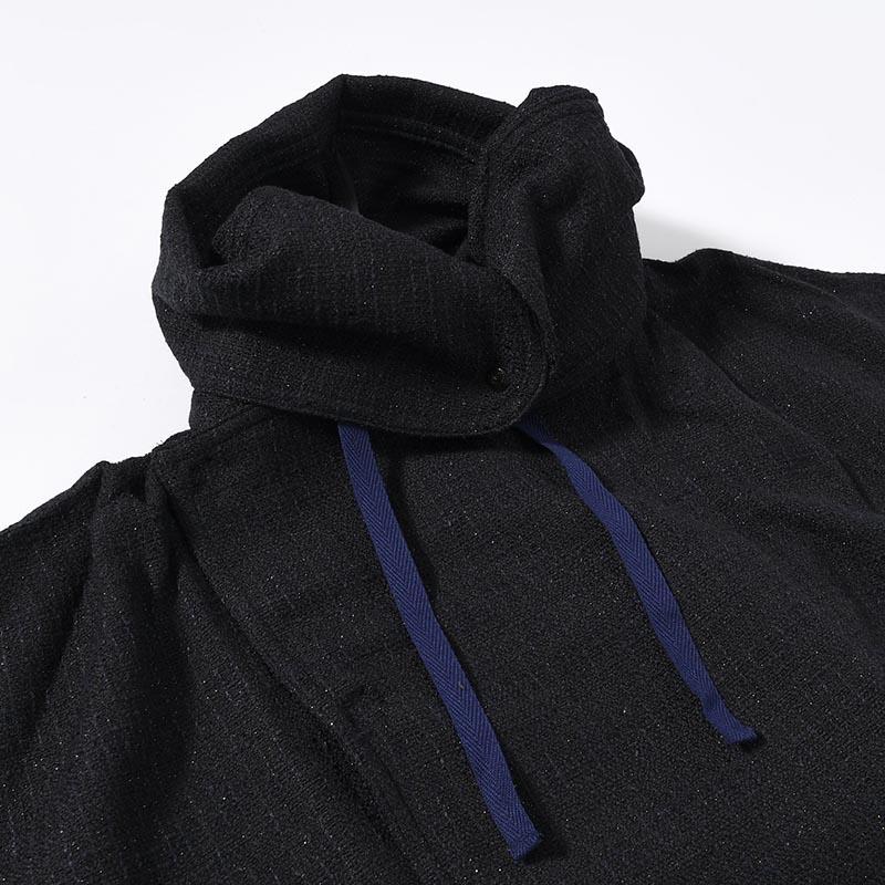 Leh レー オーバーコート ロングコート フードコート 長袖 サイズM/L OVER COAT -NAVY-の画像