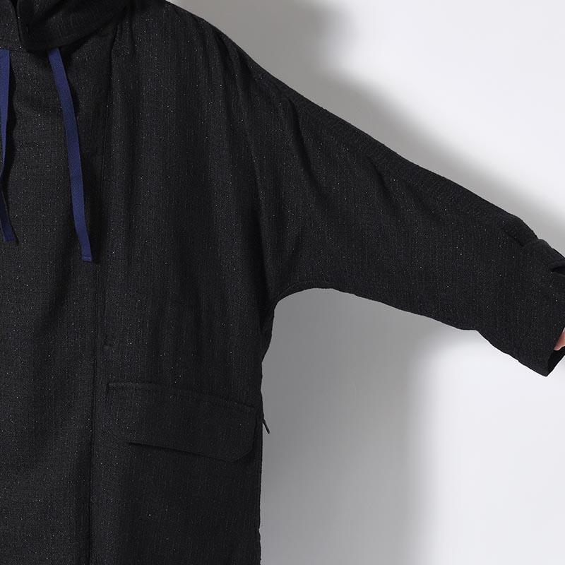 Leh レー オーバーコート ロングコート フードコート 長袖 サイズM/L OVER COAT -NAVY-の画像