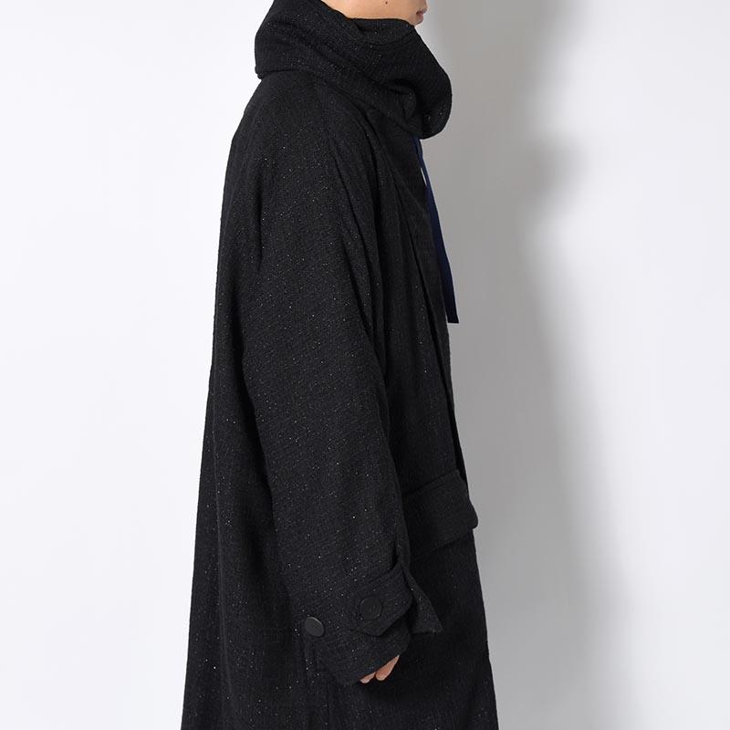 Leh レー オーバーコート ロングコート フードコート 長袖 サイズM/L OVER COAT -NAVY-の画像