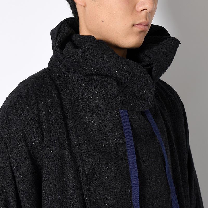 Leh レー オーバーコート ロングコート フードコート 長袖 サイズM/L OVER COAT -NAVY-の画像