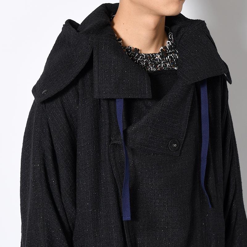 Leh レー オーバーコート ロングコート フードコート 長袖 サイズM/L OVER COAT -NAVY-の画像
