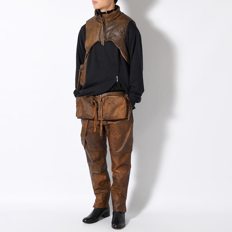 whowhat フーワット レザーパンツ ショルダーポーチ付き Mサイズ ボトムス LEATHER DETACHABLE POUCH PANTS -ANTIQUE PROCESSING BROWN-の画像