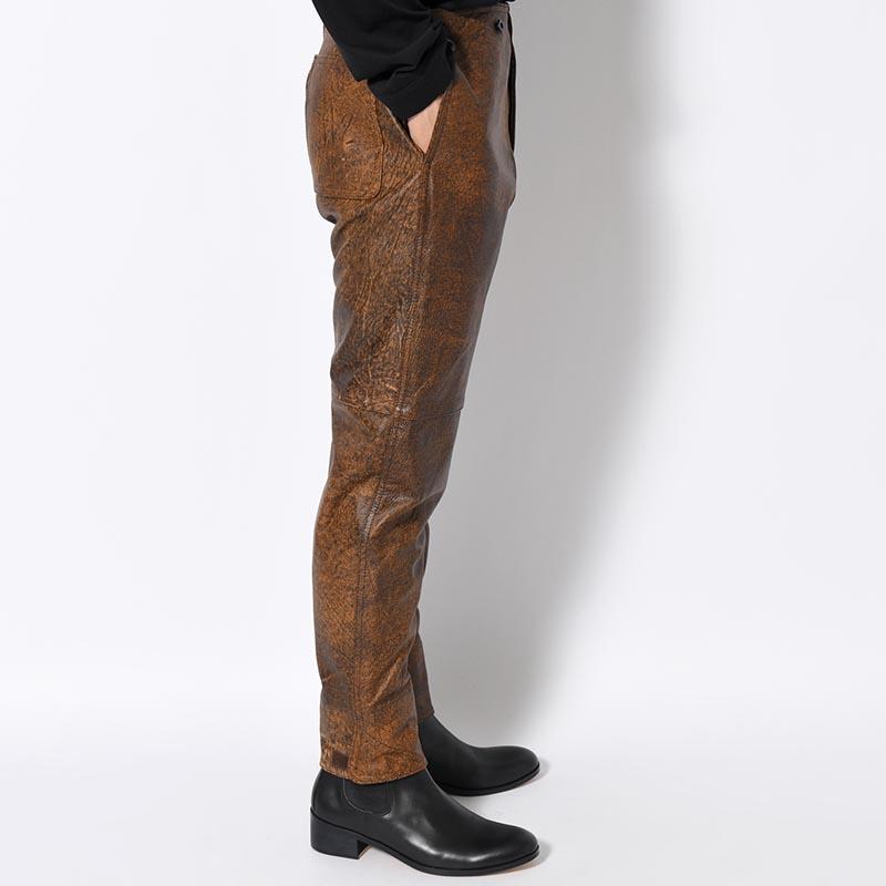 whowhat フーワット レザーパンツ ショルダーポーチ付き Mサイズ ボトムス LEATHER DETACHABLE POUCH PANTS -ANTIQUE PROCESSING BROWN-の画像