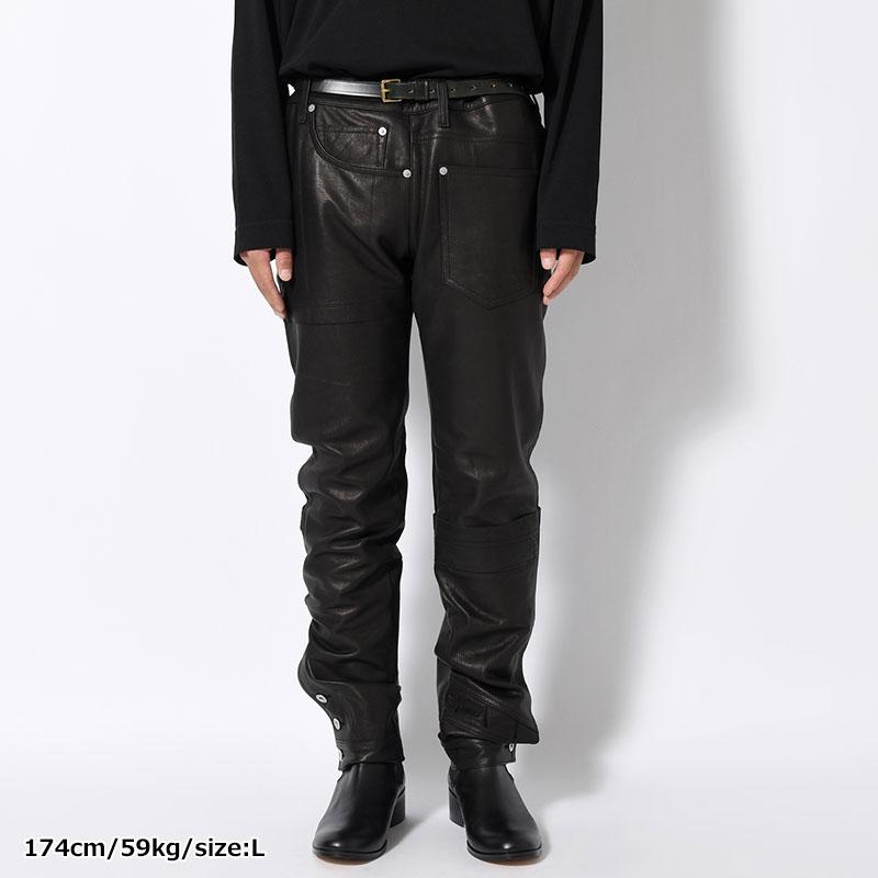 whowhat フーワット レザーパンツ M/Lサイズ ボトムス パッチワーク パズルパンツ LEATHER PUZZLE PANTS -BLACK-の画像
