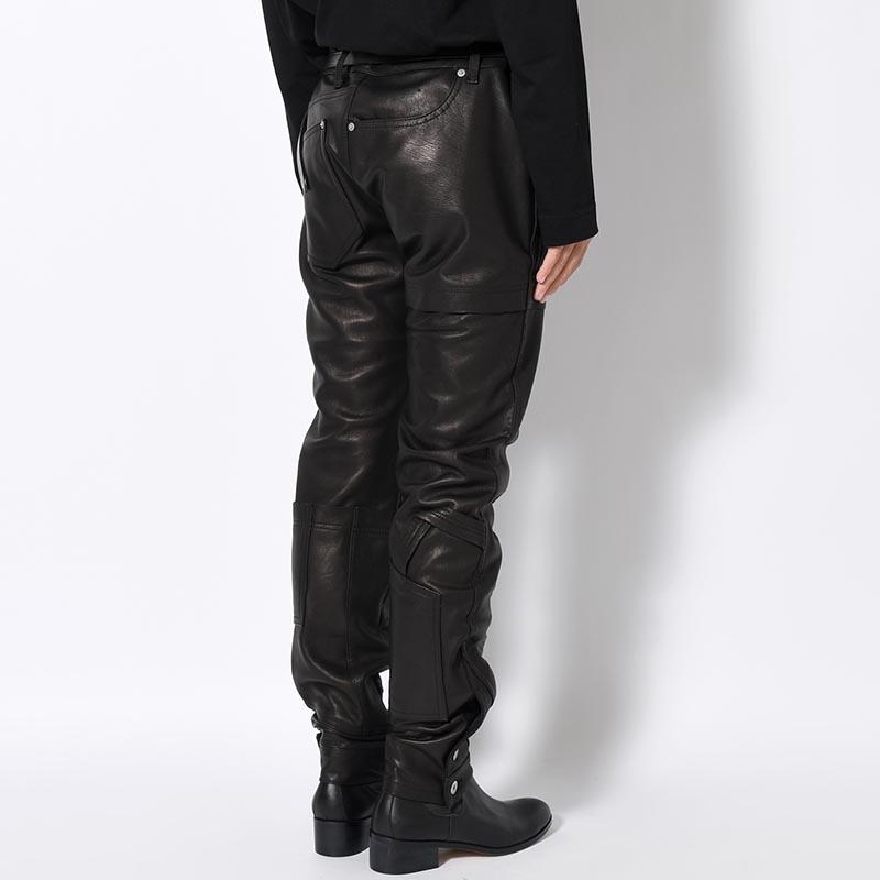 whowhat フーワット レザーパンツ M/Lサイズ ボトムス パッチワーク パズルパンツ LEATHER PUZZLE PANTS -BLACK-の画像