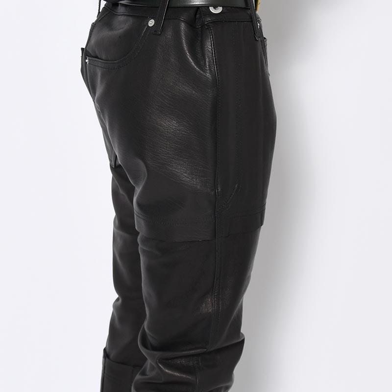 whowhat フーワット レザーパンツ M/Lサイズ ボトムス パッチワーク パズルパンツ LEATHER PUZZLE PANTS -BLACK-の画像