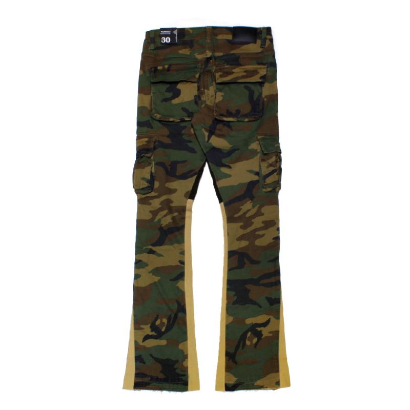 ヴァラバサス VALABASAS フレアデニム 28,30,32inch カーキ カモフラージュ総柄 メンズ パンツ ジーンズ ロング丈 COMMANDER FOLOAGE GREEN STACKED FLARE JEAN ヴァラバサス VALABASAS フレアデニム 28,30,32inch カーキ カモフラージュ総柄 メンズ パンツ ジーンズ ロング丈 COMMANDER FOLOAGE GREEN STACKED FLARE JEAN