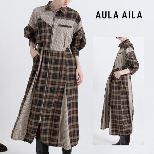 AULA AILA（アウラ アイラ） ドローストリングチェックシャツ