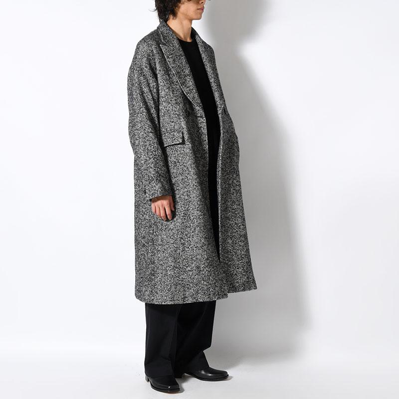 JUHA ユハ チェスターコート メンズ アウター ロングコート 長袖 ヘリンボーン ウール サイズ3 25秋冬 STRUCTURED CHESTER COAT (HERRINGBONE) -BLACK-の画像