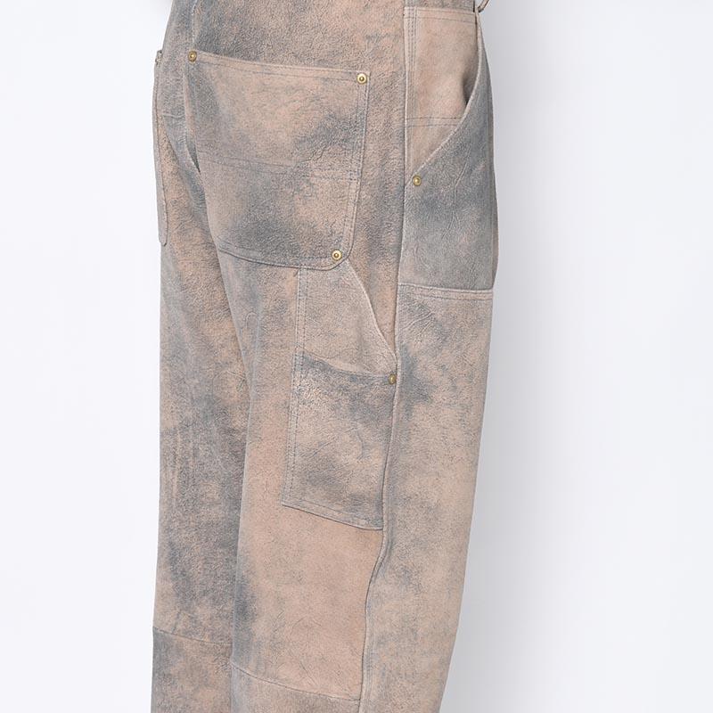 SEVEN BY SEVEN セブンバイセブン レザーパンツ ボトムス スエード 本革 ヴィンテージ加工 LEATHER DOUBLE KNEE PANTS Goat suede Antique finish -GRAY-の画像